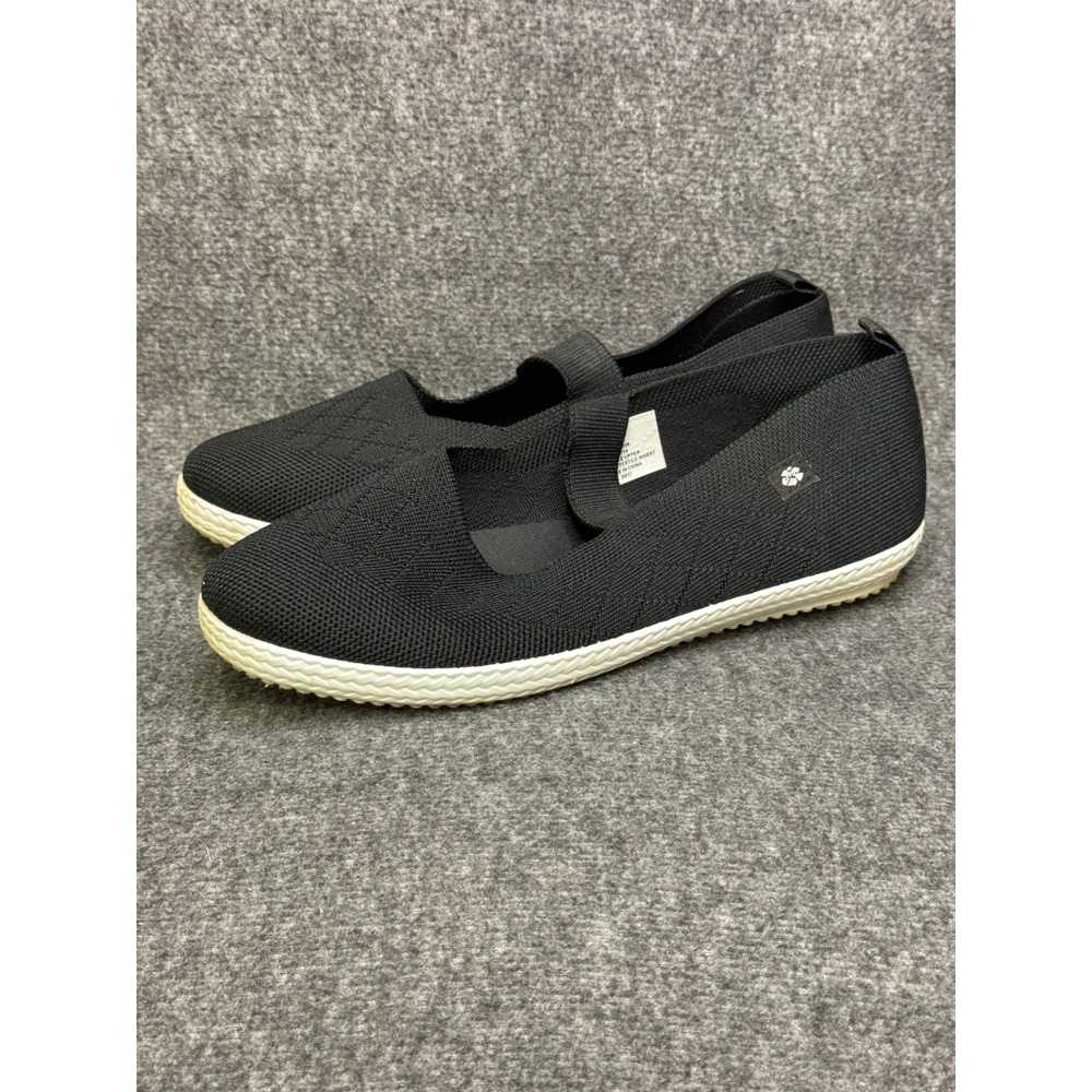 Tommy Bahama Mary Jane Flats Womens 8.5 Black Knit Elastic Strap Shoes S917